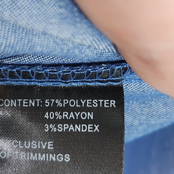 Calessa Womens Plus 3X Indigo Blue Embroidered Sleeve Denim Shirt Blouse Top New - Picture 7 of 8